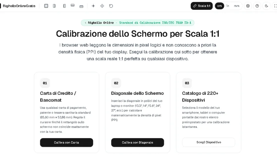 Come calibrare il righello online con una carta di credito o bancomat: Standard ISO/IEC 7810 ID-1